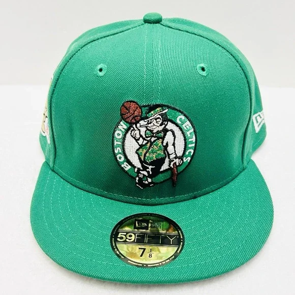 New‎ Era Boston Celtics NBA Champions Patch 59FIFTY Fitted Hat Cap 7 1/8 Green - Picture 2 of 6